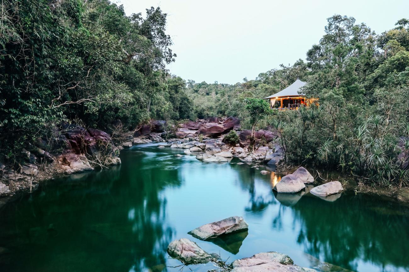 Camp in the forest at Shinta Mani Wild, Sihanoukville, Cambodia